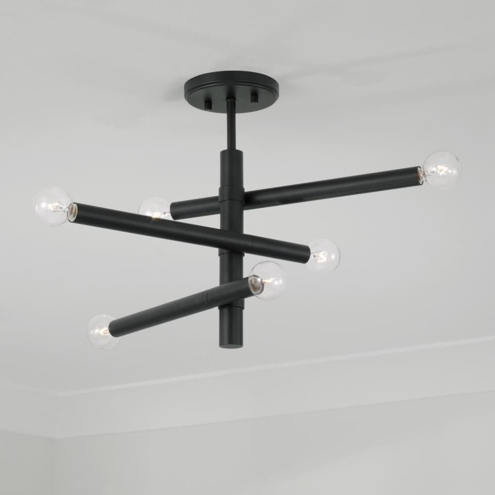 Capital 6-Light Modern Sputnik Semi-Flush in Matte Black