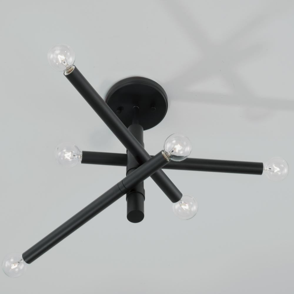 Capital 6-Light Modern Sputnik Semi-Flush in Matte Black