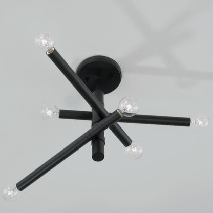 Capital 6-Light Modern Sputnik Semi-Flush in Matte Black