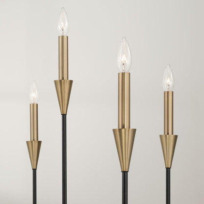 Capital 8-Light Chandelier in Black and Aged Brass with Interchangeable White or Aged Brass Candle Sleeves