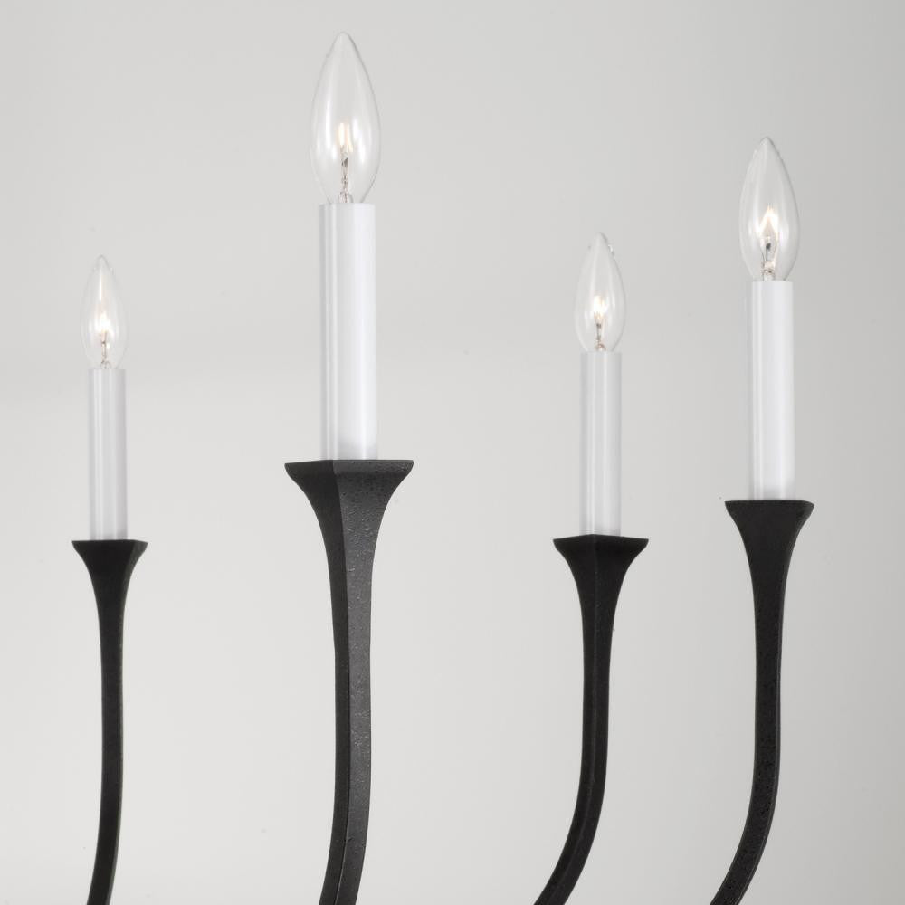 Capital 8-Light Chandelier in Black Iron with Interchangeable White or Black Iron Candle Sleeves