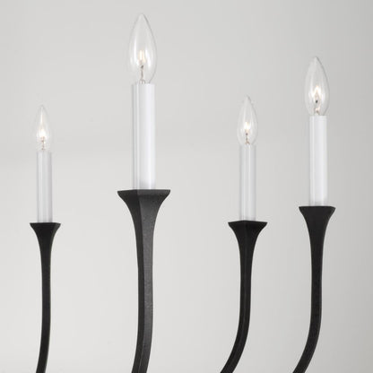 Capital 8-Light Chandelier in Black Iron with Interchangeable White or Black Iron Candle Sleeves