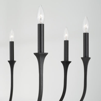 Capital 8-Light Chandelier in Black Iron with Interchangeable White or Black Iron Candle Sleeves
