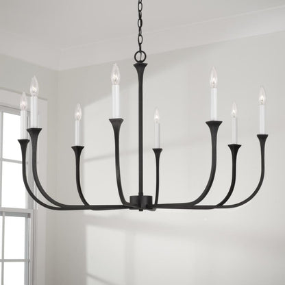 Capital 8-Light Chandelier in Black Iron with Interchangeable White or Black Iron Candle Sleeves