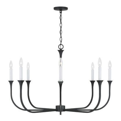 Capital 8-Light Chandelier in Black Iron with Interchangeable White or Black Iron Candle Sleeves