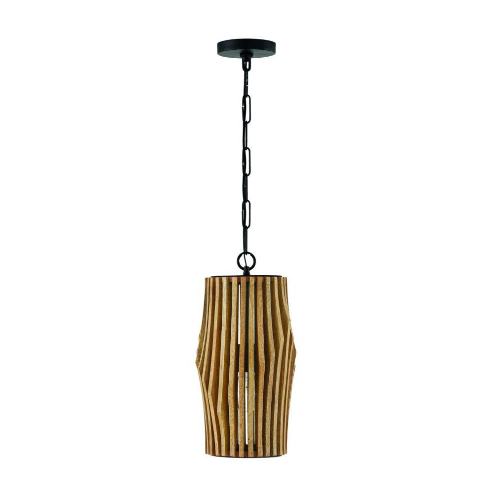 Capital Archer Pendant Light Wood and Matte Black