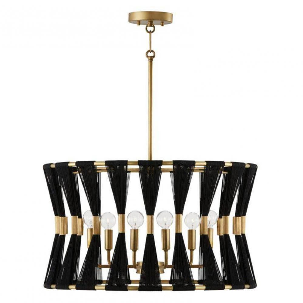 Capital Bianca Pendant Black Rope and Patinaed Brass