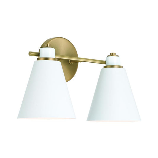 Capital Bradley Vanity Light Aged Brass and White