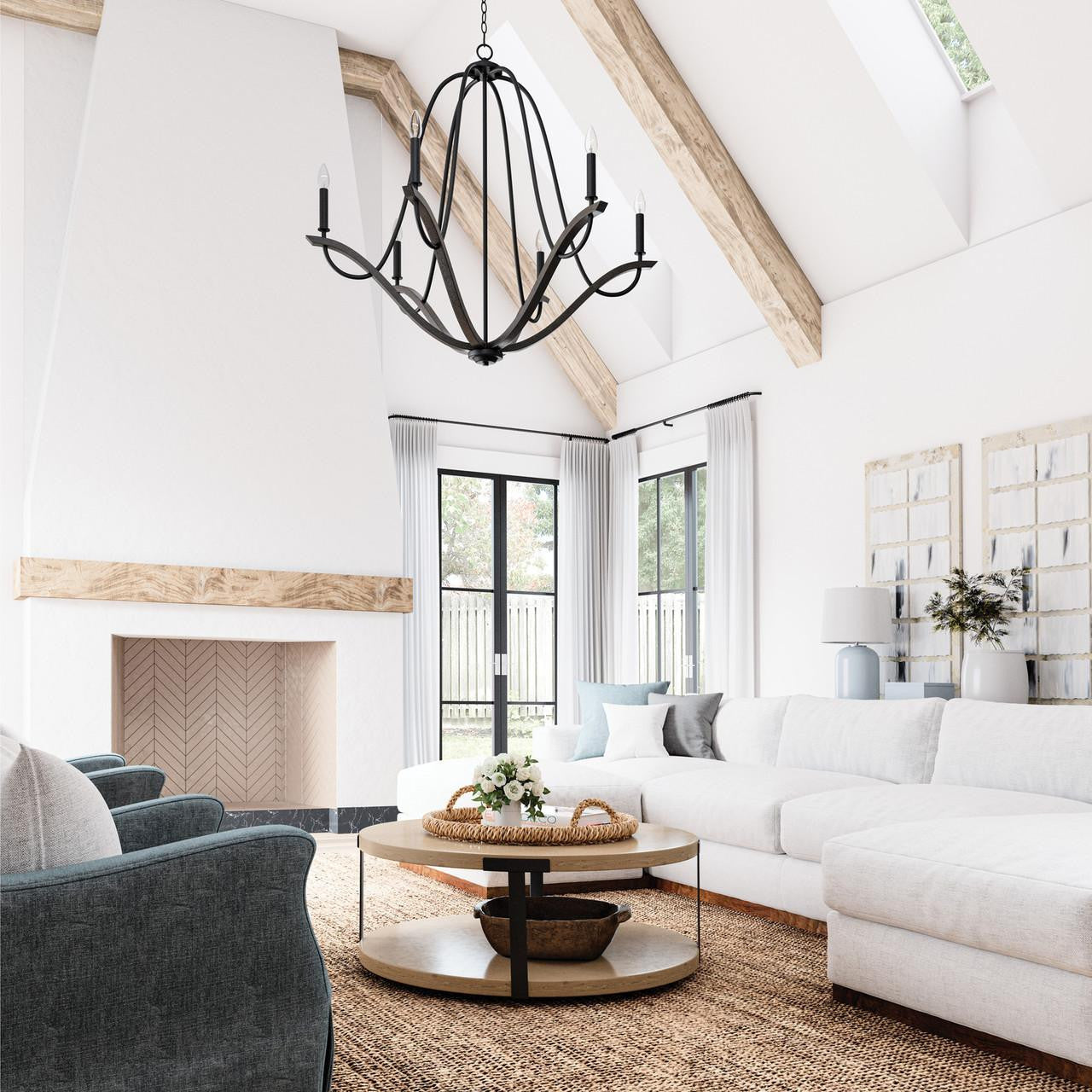 Capital Clive Chandelier, Carbon Grey and Black Iron, 43"W