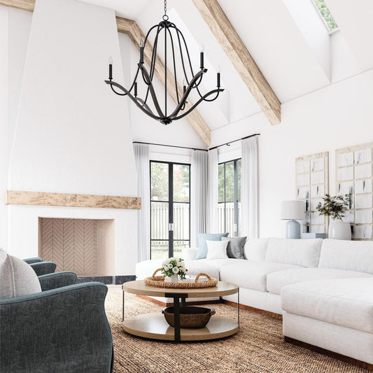 Capital Clive Chandelier, Carbon Grey and Black Iron, 43"W