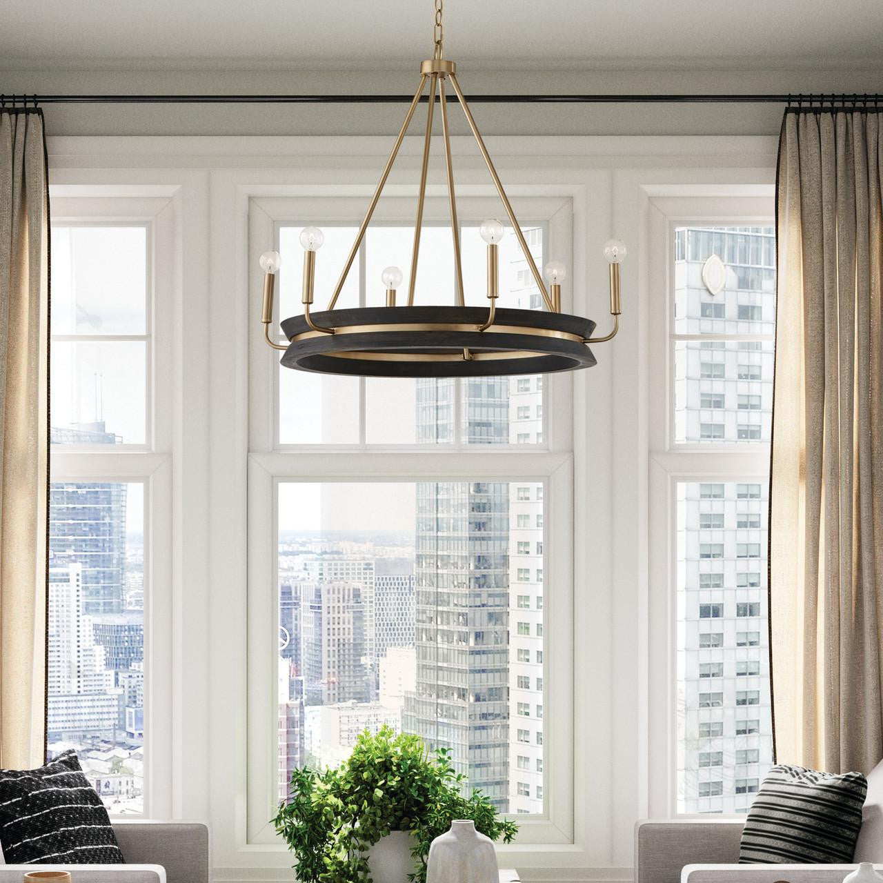 Capital Finn Chandelier, Black Stain and Matte Brass, 31"W