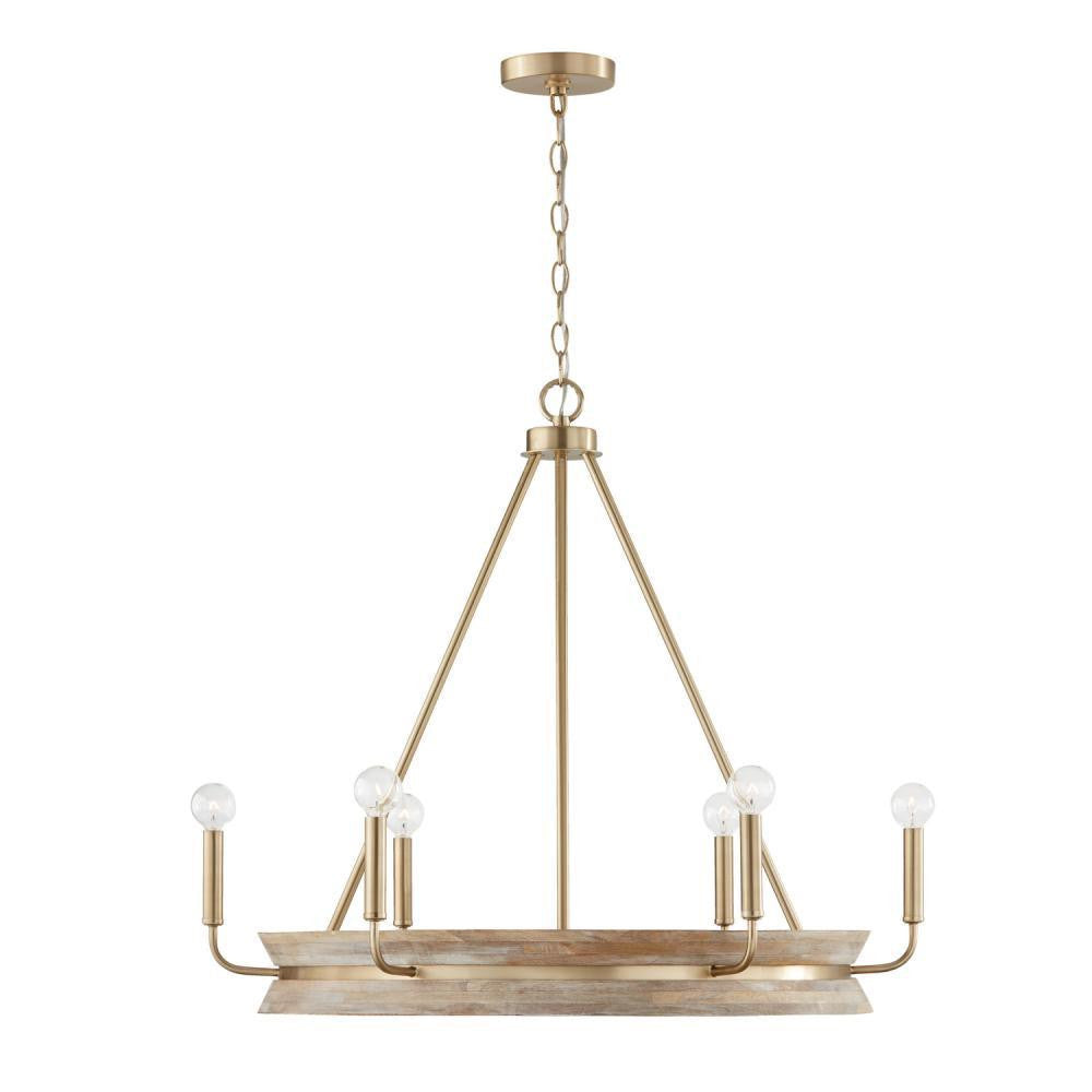 Capital Finn Chandelier, White Wash and Matte Brass, 31"W