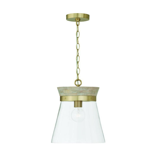 Capital Finn Pendant, White Wash and Matte Brass