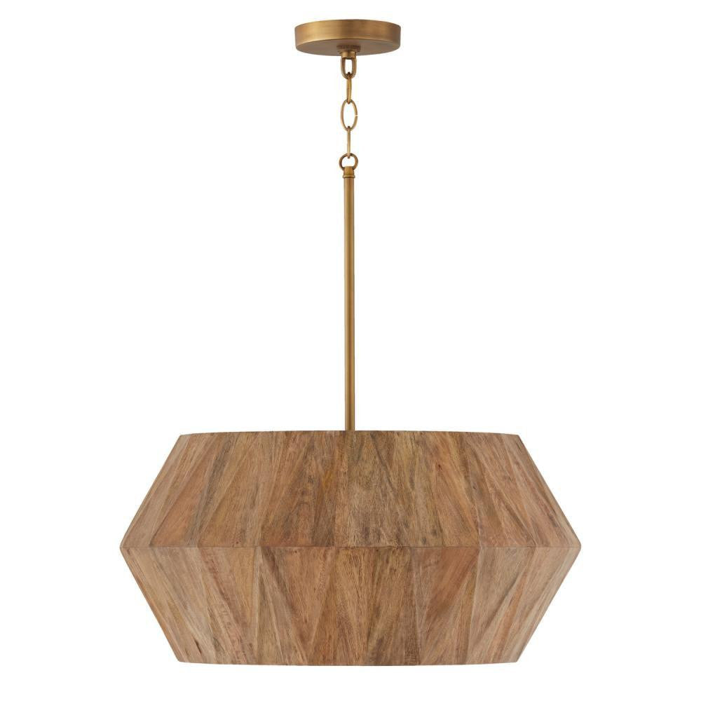 Capital Nadeau Pendant Light Wood and Patinaed Brass