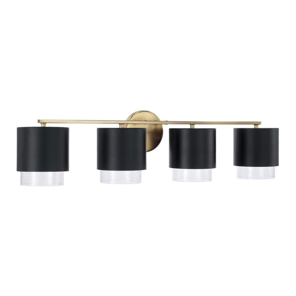 Capital Weller Vanity Light, Matte Brass and Black, 33.5"W