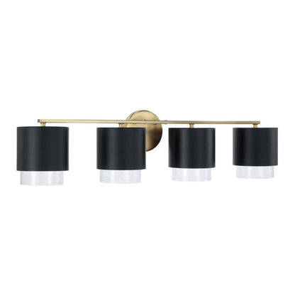 Capital Weller Vanity Light, Matte Brass and Black, 33.5"W