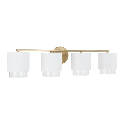 Capital Weller Vanity Light, Matte Brass and White, 33.5"W
