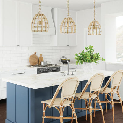 Capital Wren Pendant, Matte Brass, 12"W