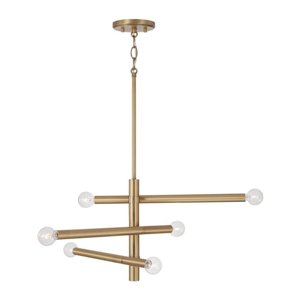 Capital Zane Chandelier, Aged Brass, 26"W