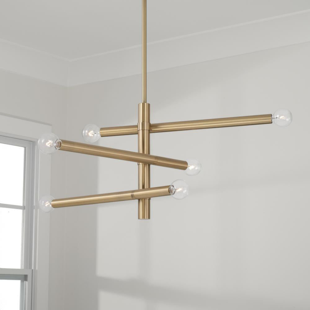 Capital Zane Chandelier, Aged Brass, 26"W