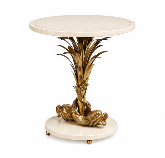Maitland-Smith Octavia Side Table White in Brass