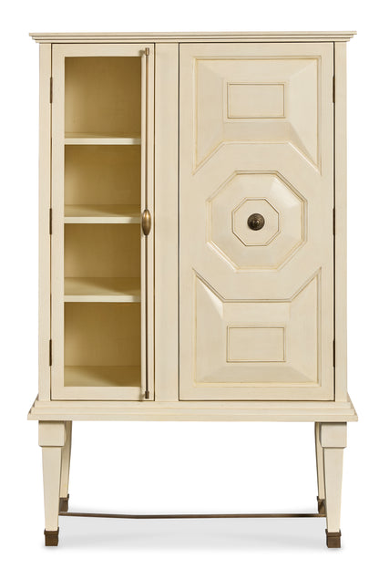 Maitland-Smith Art Bar Cabinet White in Brass