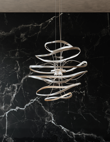 Corbett Calligraphy Chandelier, 2-Light, LED, Silver, Stainless Steel, 34"W (213-43-SL/SS CY8Q)