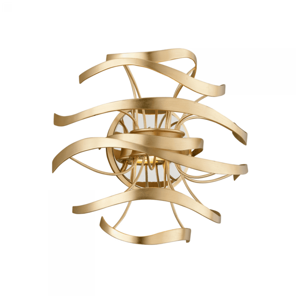 Corbett Calligraphy Wall Sconce Gold Leaf With Polished Stainless