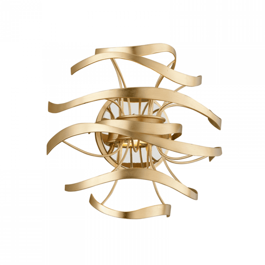 Corbett Calligraphy Wall Sconce Gold Leaf With Polished Stainless