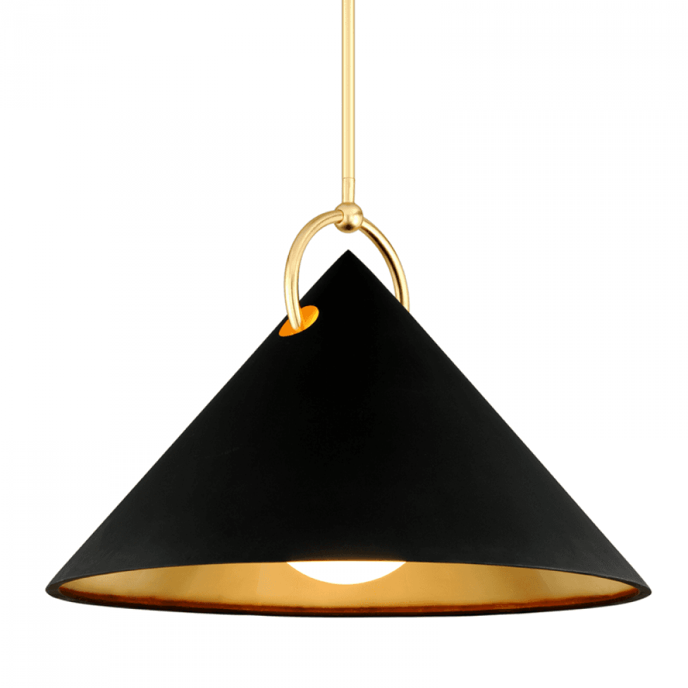 Corbett Charm Pendant Black And Gold Leaf