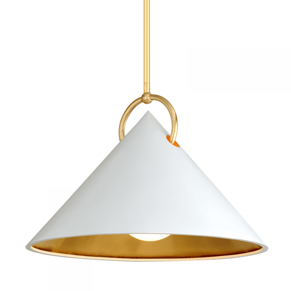 Corbett Charm Pendant Gold Leaf, White