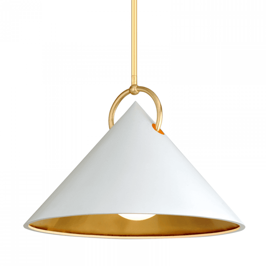 Corbett Charm Pendant Gold Leaf, White