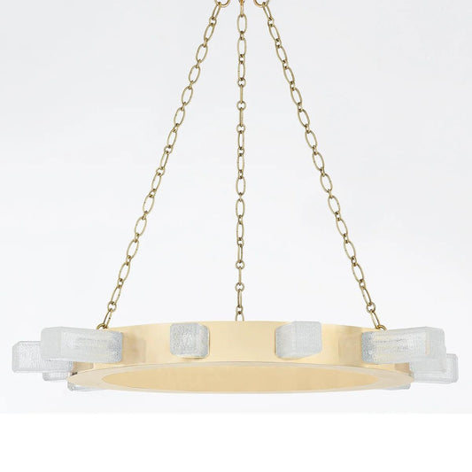 Corbett Citrine Chandelier, 12-Light, LED, Vintage Brass, 36"W (342-35-VB 95DX)