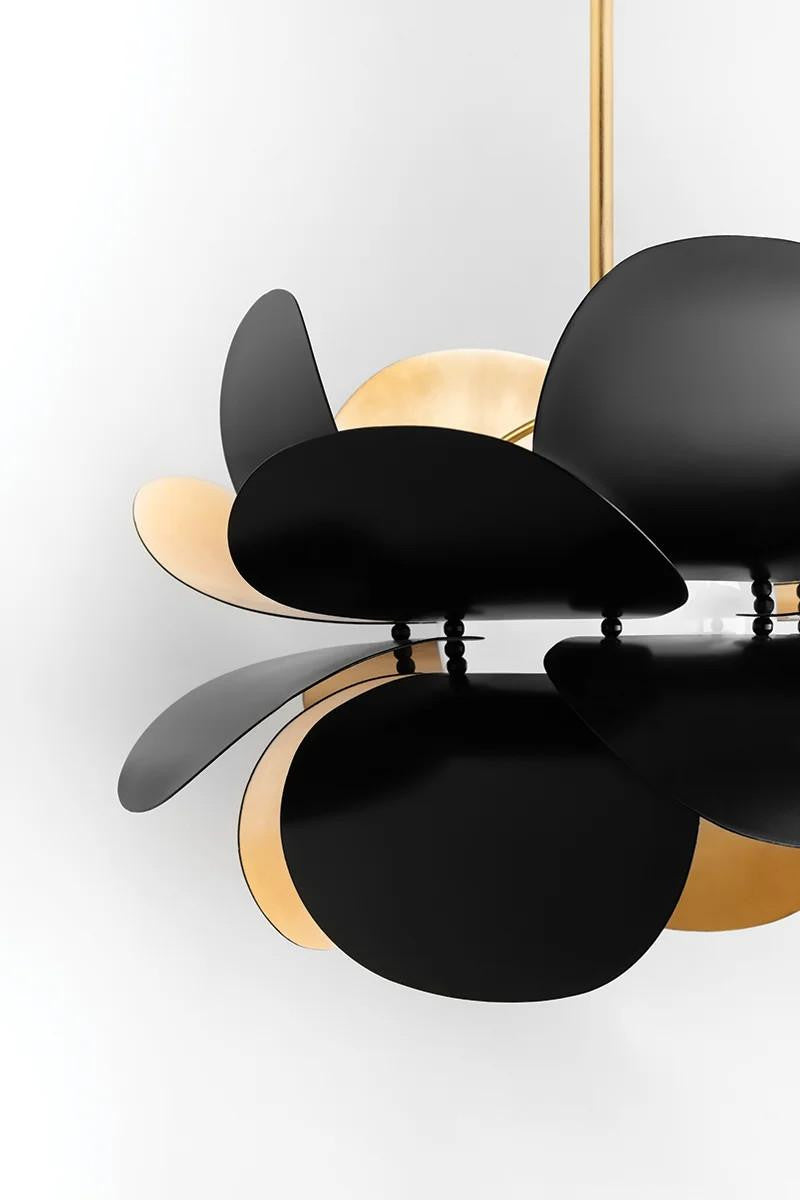 Corbett Ginger Pendant, 1-Light, Gold Leaf, Black, 17.75"Dia (308-41-GL/SBK 95DE)