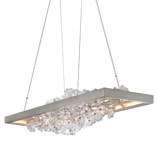 Corbett Jasmine Linear Chandelier Silver Leaf