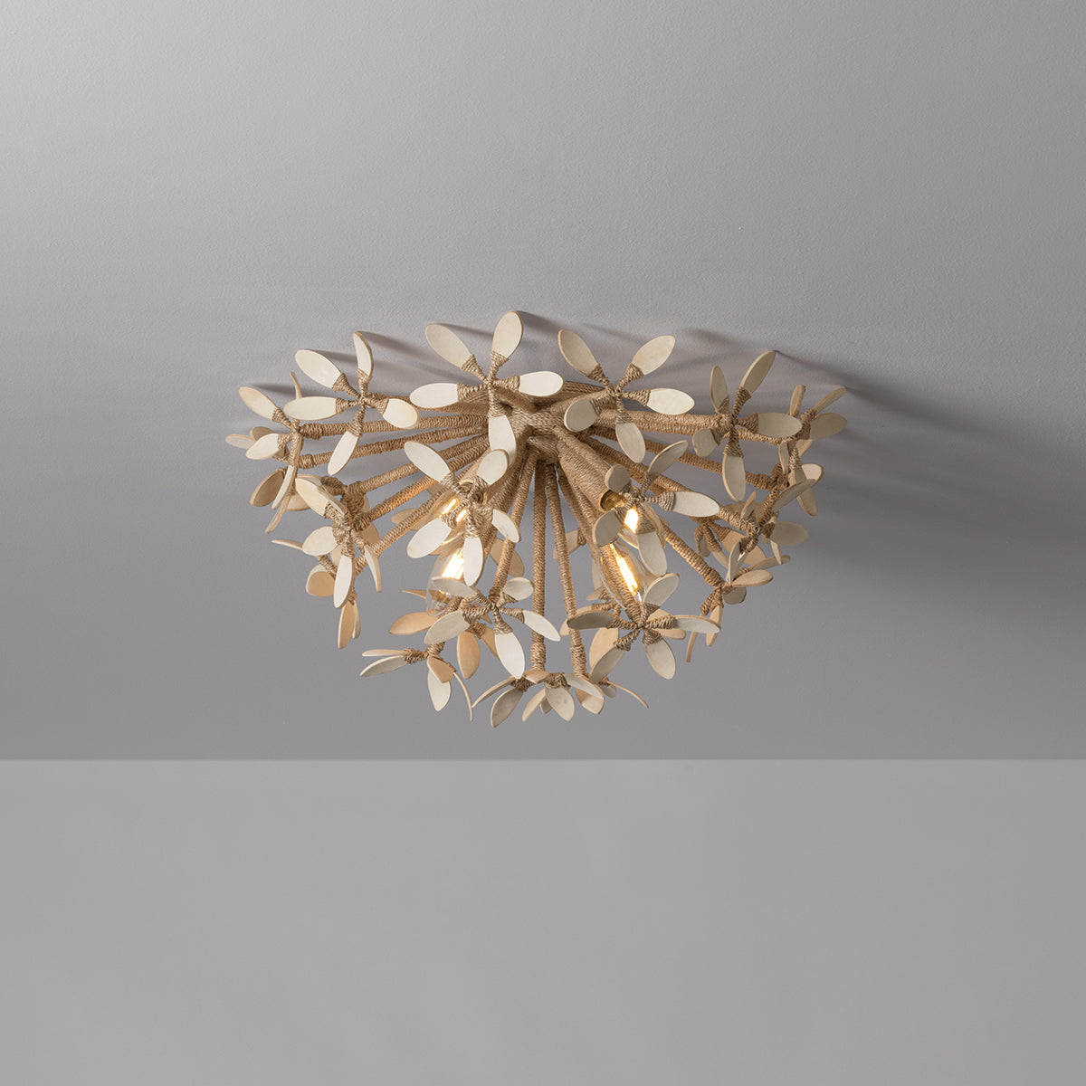 Corbett Corfu 4-Light Flush Mount Ivory Coco