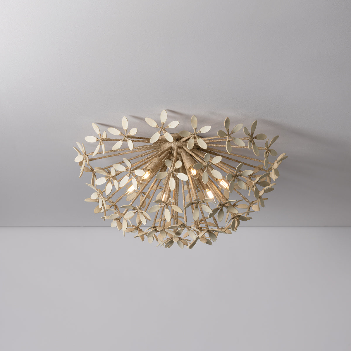 Corbett Corfu 6-Light Flush Mount Ivory Coco