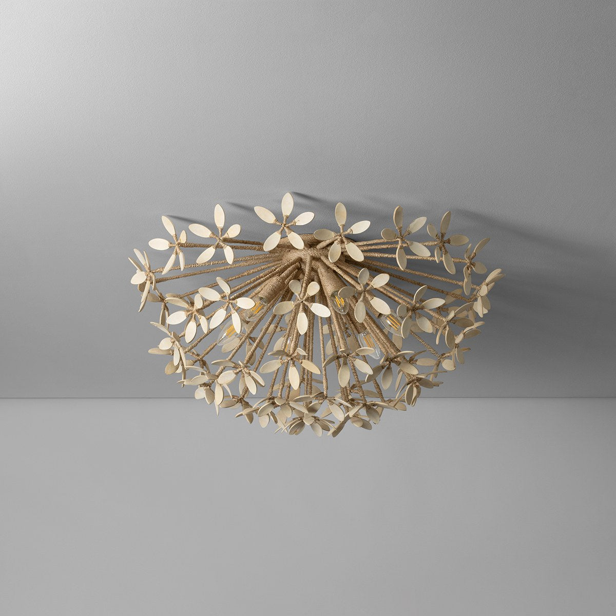 Corbett Corfu 6-Light Flush Mount Ivory Coco