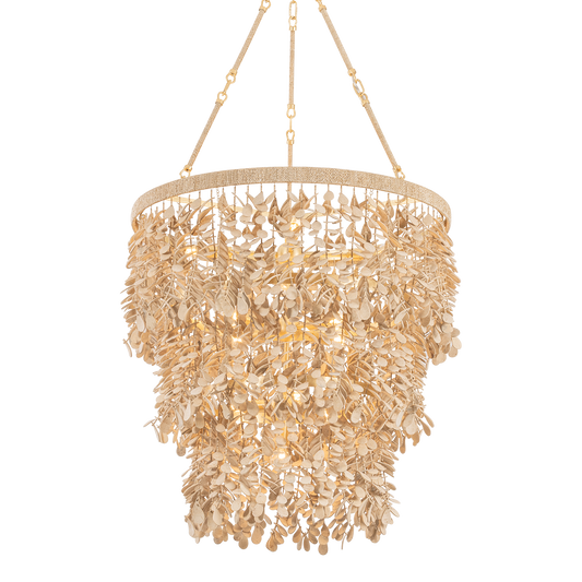 Corbett Naxos 12-Light Chandelier Vintage Gold Leaf