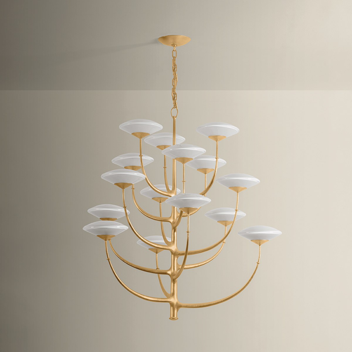 Corbett Pluro 46" Chandelier Vintage Gold Leaf