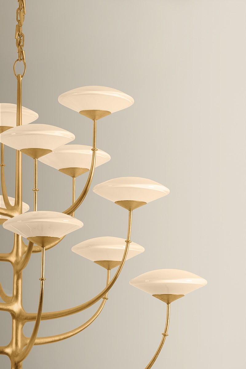Corbett Pluro 46" Chandelier Vintage Gold Leaf