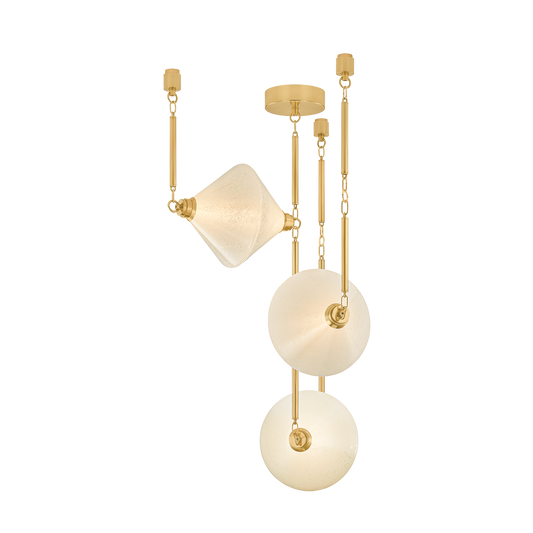 Corbett Solara 3-Light Chandelier Vintage Polished Brass