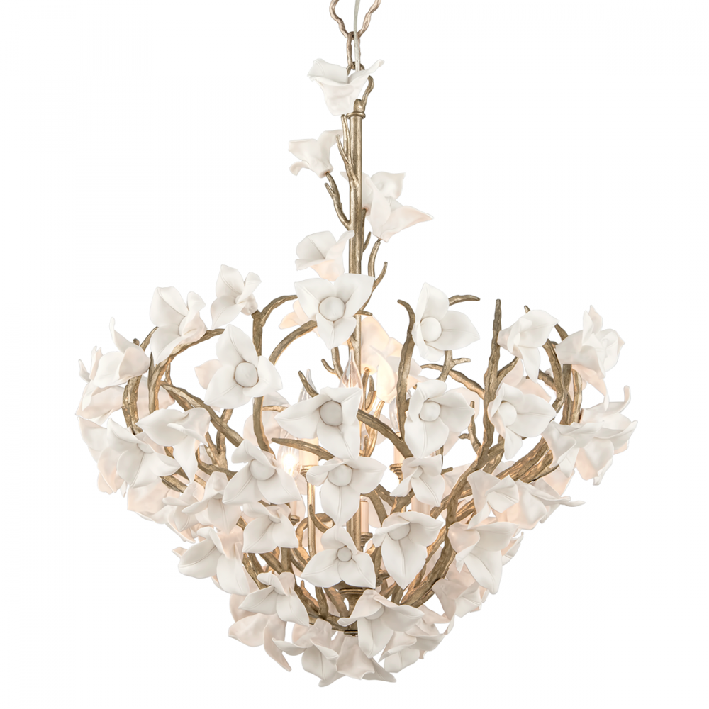 Corbett Lily Chandelier Silver Leaf