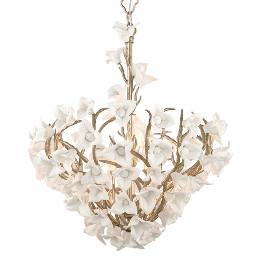 Corbett Lily Chandelier Silver Leaf