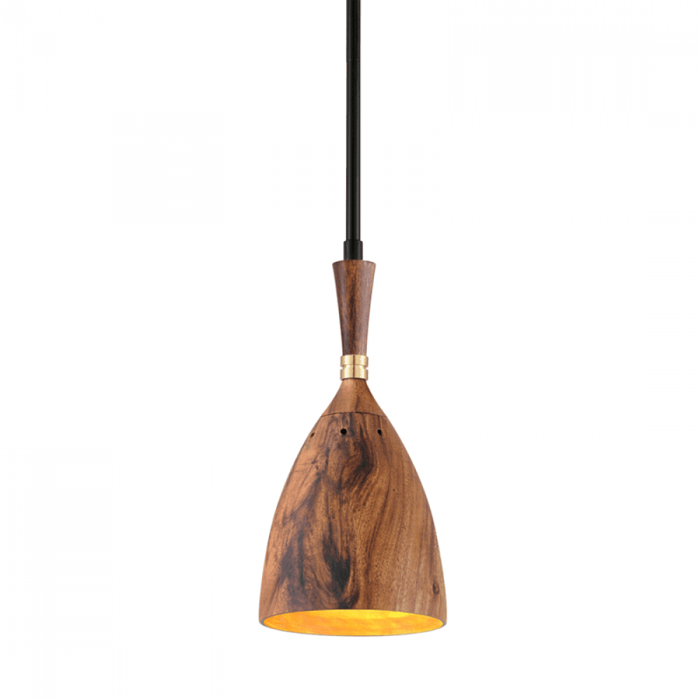 Corbett Utopia Mini Pendant Black, Brass, Wood