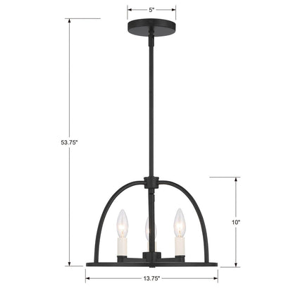 Crystorama Abbott Semi Flush Mount Black