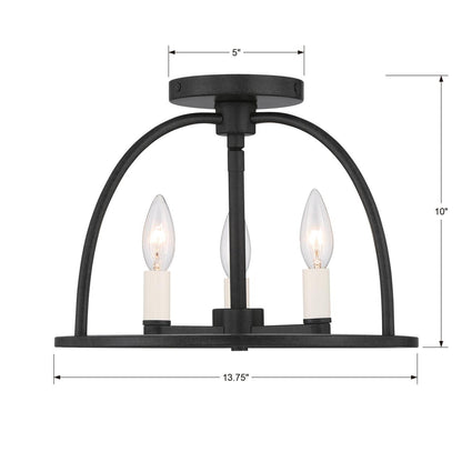 Crystorama Abbott Semi Flush Mount - Black 10"H
