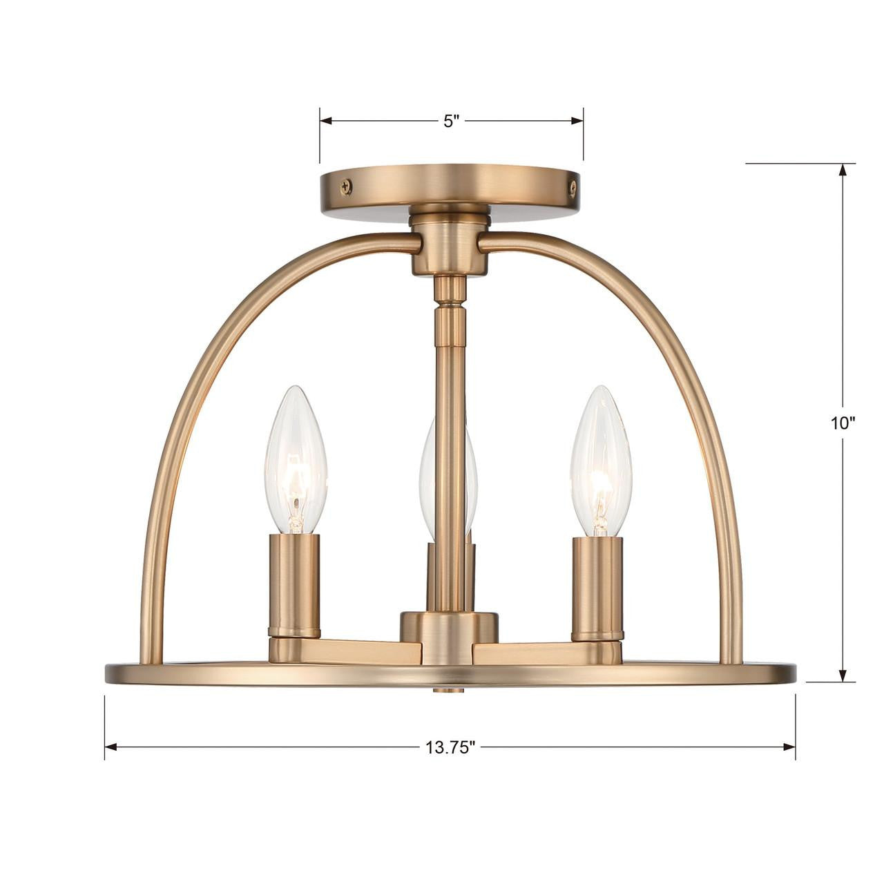 Crystorama Abbott Semi Flush Mount - Vibrant Gold 10"H