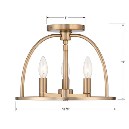 Crystorama Abbott Semi Flush Mount - Vibrant Gold 10"H