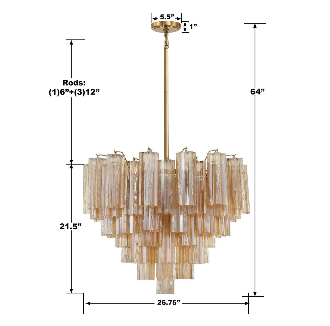 Crystorama Addis 12 Light Chandelier Aged Brass
